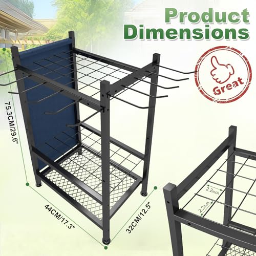 SAMRELAX Garden Tool Organizer, Garden Yard Tool Rack for Garage, Garage Organization and Storage, Metal Yard Tools Storage up to 46 Tools/Rake/Broom/shovel/, Suitable for Garage, Yard, Patio, Shed