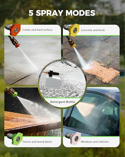 KVAOK Pressure Washer, Power Washers 4800PSI 2.6GPM with 4 Quick Connect Nozzles, High Pressure Washer for Cars, Fences, Patios, Decks, Boats, Home Use