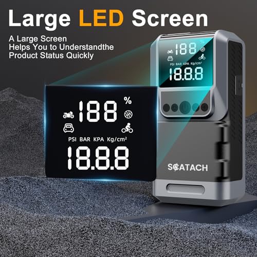 Jump Starter with Air Compressor, 6000A 150PSI Car Battery Jump Starter (10.0 Gas/8.0L Diesel) Battery Jumper Starter Portable 12V Jump Box with Jumper Cables, LED Light, LED Display