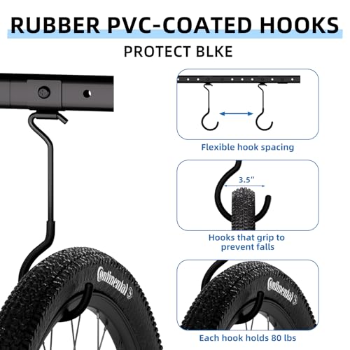 Urban Deco Ceiling Mounted Bike Rack for Garage, Indoor Metal Bike Hanger with 8 Adjustable Ceiling Hooks Hold 4-8 Bikes, Space-Saving Garage Bike Storage for Storing Bike (2-Piece Set)
