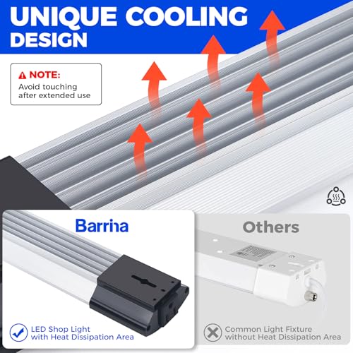 Barrina BS84 LED Shop Lights for Workshop 4FT, 84W, 10000LM, 5000K Linkable Light Fixture for Garage, Basement, Hanging or Flush Mount, ETL, 4 Packs