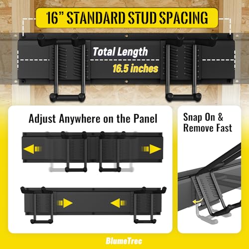 BlumeTrec Garage Tool Organizer Wall Mount, 48" Heavy-Duty Metal Wall Organizer, 3 Rails with 6 Adjustable Hooks, Garden Storage Rack for Organization Sturdy Tool Hanging Holder for Shovel Shed Yard