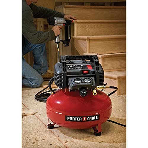 PORTER-CABLE Portable Pancake Air Compressor with Oil-Free Maintenance-Free Pump for Wood Working, Roofing, Home, Jobsite and More: 6 Gallon, 150 Max PSI, 2.6 CFM @ 90 PSI