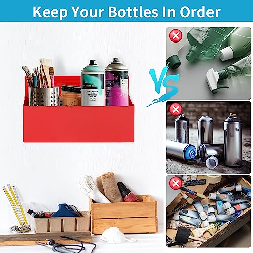 Rechabite Magnetic Aerosol Spray Can Holder, Magnet Toolbox Bottle Holder, Tool Box Storage Rack for Garage and Home, Craft Workspace, Mechanic Paint Bottle Can Organizer, Red, 3"x8.3"