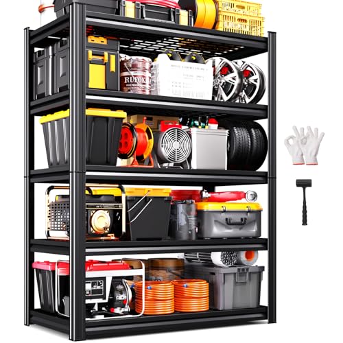 Storage Shelves, 2500lbs Garage Shelving,Adjustable Heavy Duty Shelving Unit,5T Tall Garage Shelves，Metal Standing Shelf Units,Utility Rack For Kitchen Warehouse Industrial Basement 71.2*35.4*15.7