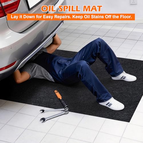 Grefinity Oil Spill Mat, 36" x 60" Oil Mat for Driveway, Under Car Pad for Garage Floor, Protects Against Oil, Chemicals & Stains with TPE Anti-Leak Backing, Reusable & Washable