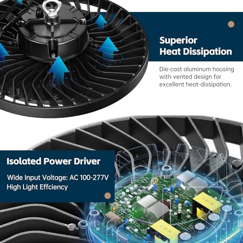 lvsdak UFO LED High Bay Lights 200W 30000LM 5000K 6 Pack with Plug Suitable for Warehouse Workshop Factory Gym Garage Barn AC100-277V