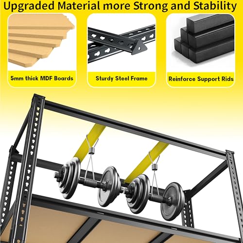 48" W Garage Shelving Heavy Duty 2800LBS Garage Storage Shelves, 5 Tier Adjustable Metal Shelving Unit Utility Rack Shelf for Warehouse, Pantry, Closet, Kitchen Industrial72" H x 48" W x 18" D, Black