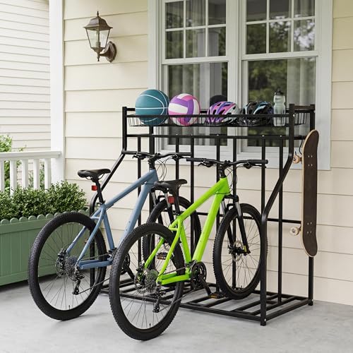Garvee 4-Bike Stand, Bike Storage Rack, Bicycle Floor Rack for Garage Organizer, Indoor Sporting Gear Storage Station