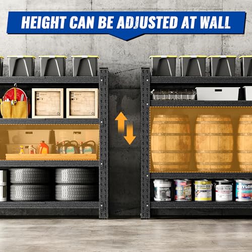 BYNSOE 71" W Garage Shelving Storage Shelves 5000LBS Metal Heavy Duty Garage Shelves Units Adjustable Storage Shelves for Industrial, Factory,71" W X 24" D X 69" H