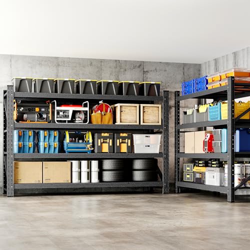 BYNSOE 71" W Garage Shelving Storage Shelves 5000LBS Metal Heavy Duty Garage Shelves Units Adjustable Storage Shelves for Industrial, Factory,71" W X 24" D X 69" H