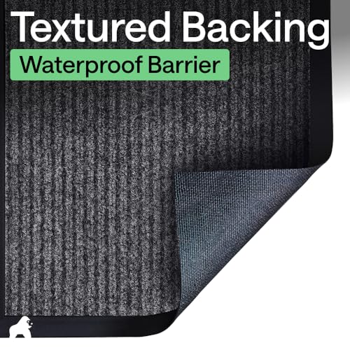 GORILLA GRIP Waterproof Traffic Guard Door Mat, 72x48, Heavy Duty Entryway Mats, Strong Backing Commercial Utility Rugs for Office Hallway, Garage Floor and Home, Low Profile Carpet, Charcoal Gray