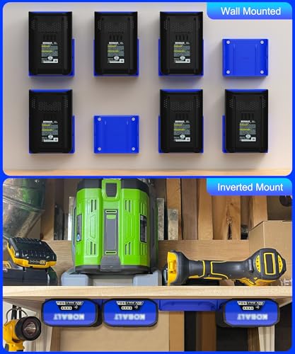 4 Pack Battery Holder Wall Mount Compatible with Kobalt 40V Batteries - Secure Storage Organizer for Kobalt 40V Power Tool Batteries, Garage Wall Mount Storage