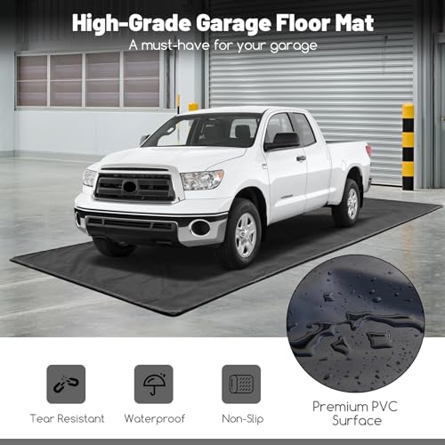 IRONMAX Garage Floor Mat, 9’ x 22’ Waterproof Floor Containment Mat with Cleaning Squeegee, Car Parking Mats Prevent Leaks Spills for Snow Ice Water and Mud