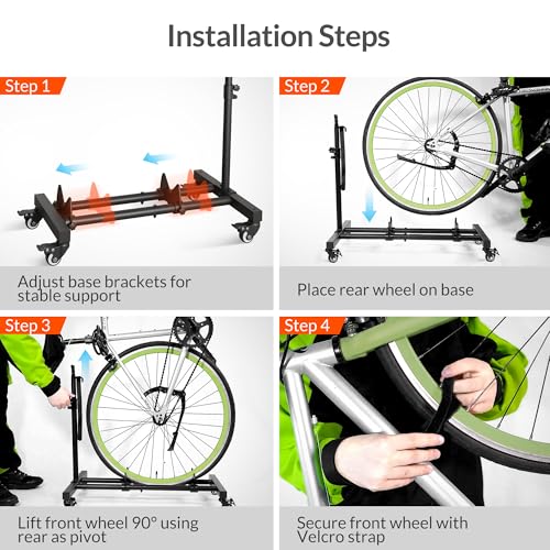 Sttoraboks Vertical Bike Stand, Freestanding Bike Rack Garage Storage Upright Bicycle Floor Stand Indoor Bike Holder with Adjustable Height for Garage & Apartment - for Wheels Sizes up to 29”