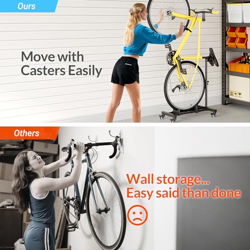 Sttoraboks Vertical Bike Stand, Freestanding Bike Rack Garage Storage Upright Bicycle Floor Stand Indoor Bike Holder with Adjustable Height for Garage & Apartment - for Wheels Sizes up to 29”