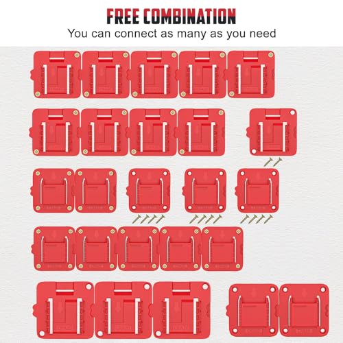 Crivnhar 10 Packs Tool Holder and Battery Mount Holder Compatible for Craftsman 20V, 5 Pack Battery Mounts Rack Fit for 20V Batteries, 5 Pack Drill Tool Hangers Storage Organizer(w/30 Screws)