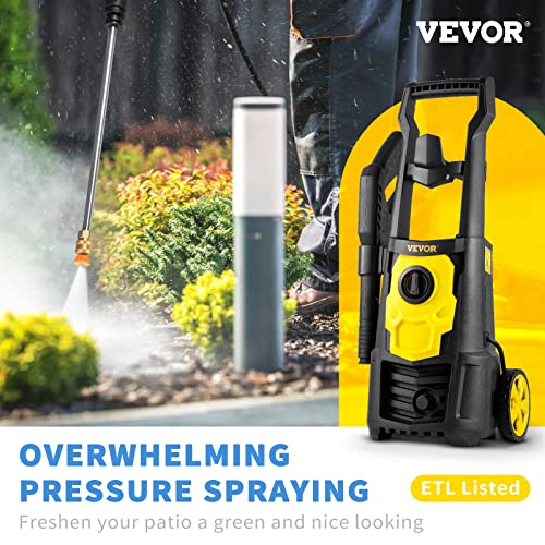 VEVOR Electric Power Washer, 2000 PSI 1.65 GPM, Portable Cleaner with 30ft Hose, Foam Cannon & 5 Nozzles for Cars, Patios, Fences - ETL Listed