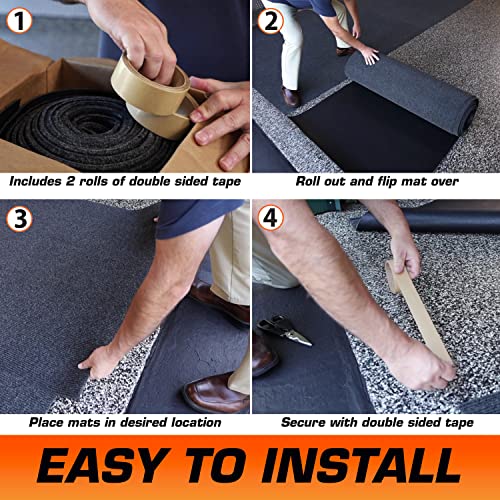 Armor All Premium Garage Floor Mat, Increased Thickness & Cushion, (Combined Size: 19’ x 7’6”), (Includes Double Sided Tape), Protects Surfaces - Absorbent/Waterproof/Durable (USA Made)