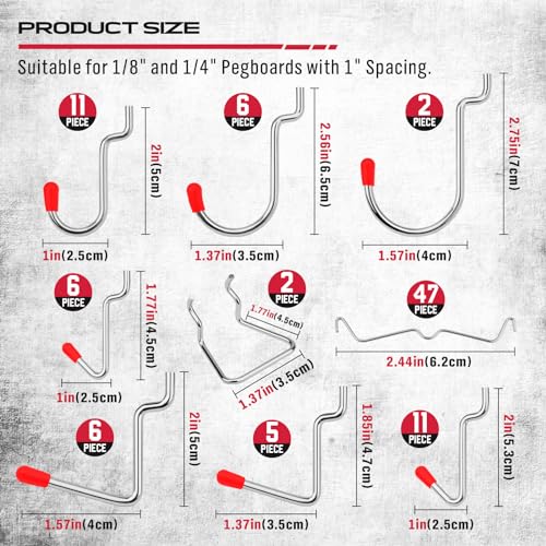 Ultimate 121-Piece Pegboard Hooks Set, Pegboard Accessories with Metal Hooks, Durable Peg Board Organizer Accessories, Pegboard Bins, Peg Board Tool Utility Hooks