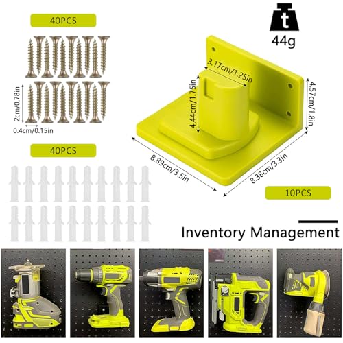 MLYNZXJSY 10 Pack Tool Holder Compatible with Ryobi 18V Power Tool Wall Mount Portable Holder Mount Hanger Storage Organizer with Screws Easy Installation for Workshop Garage