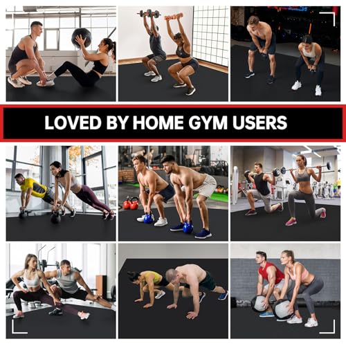 GymCope Large Exercise Mat for Home Workout,12‘x6’/10'x6'/9'x6'/8'x6'/7'x5'/6'x4' (7mm) Extra Thick Workout Mat, High-Density Gym Mat for Cardio, Jump Rope, MMA, Weights (Shoe-Friendly)