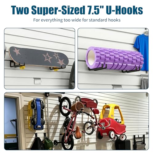 Dmprosel 34PCS Slatwall Accessories Set, Includes 4 Pack Slatwall Baskets, 22 Pack Heavy Duty Slatwall Hooks Set with 2 Straps and 6 Pack Slatwall Bins for Garage Slat Wall Organizer Storage Systems