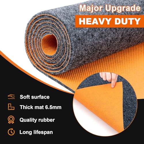 LMRSTOO 8.5 * 6.6 Ft Heavy Duty Oil Spill Mat, 6.5mm Thickened Large Garage Floor Mat for Under Car, 1/4" Waterproof Rubber Backing Absorbs Oil Quickly, Washable, Reusable, Durable, Non-Slip