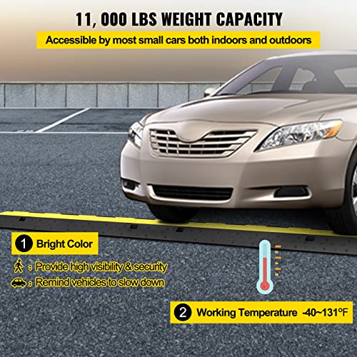 VEVOR Cable Protector Ramp, 4 Packs 2 Channels Rubber Modular Speed Bumps Rated 11000 LBS Load Capacity, Protective Wire Cord Ramp Driveway Rubber Traffic Speed Bumps Hump Cable Protector