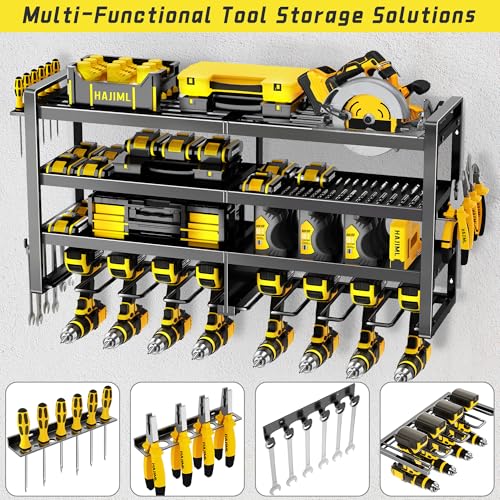 Kodreat Power Tool Organizer Wall Mount,4 Layers Heavy Duty Storage Rack with 8 Drill Holder, Easy Installation, Tool Organizer Wall Mount for Garage Workshop and Home Organization.