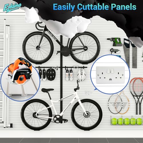 Ezlaino Slat Wall 4 FT x 8 FT, PVC Slat Wall Paneling, Upgraded & Thickened for Long-Lasting Durability, Easy to Install, Compatible with Most Hooks, Ideal for Garage Storage & Decoration, White