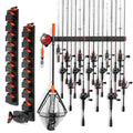 KastKing GravityLock Fishing Rod Holder, V8 & V9 2-Pack Wall Mounted Fishing Rod Rack, Holds up to 17 Fishing Rods or Combos, Universal Rod Storage System, Heavy-Duty Grip, Built-in Line Spooler