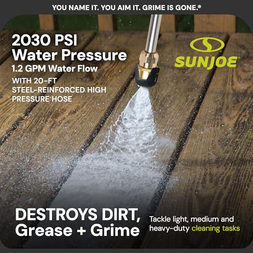 Sun Joe Pressure Washer, Electric Power Washer, Heavy-Duty 2500 Max PSI (2030 PSI PWMA Rated)-Portable Cleaning & Washing Machine System with Patios & Sidewalks, SPX3000