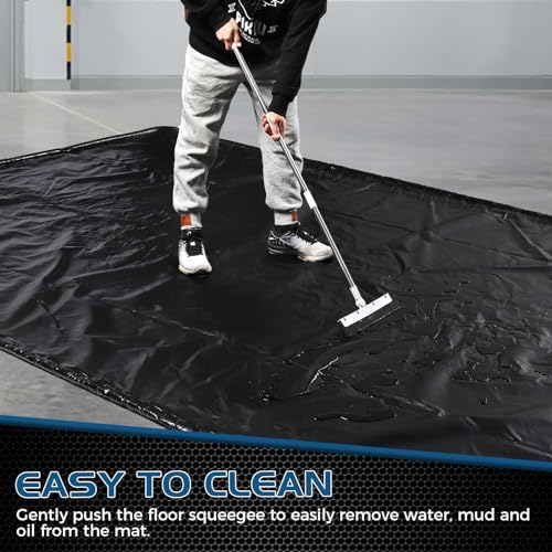 JDGG Waterproof Garage Floor Mat for Under Car, 7'9"x18' Heavy Duty Containment Mat with Free Floor Squeegee, Protects Garage Floor from Snow, Slush, Water, Mud and Oil