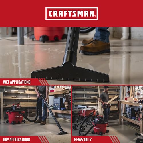 CRAFTSMAN CMXEVBE17595 16 Gallon 6.5 Peak HP Wet Dry Vac, Heavy-Duty Shop Vacuum Wet and Dry with Filter, Dust Bag, Hose and Attachments for Home Projects & Renovations