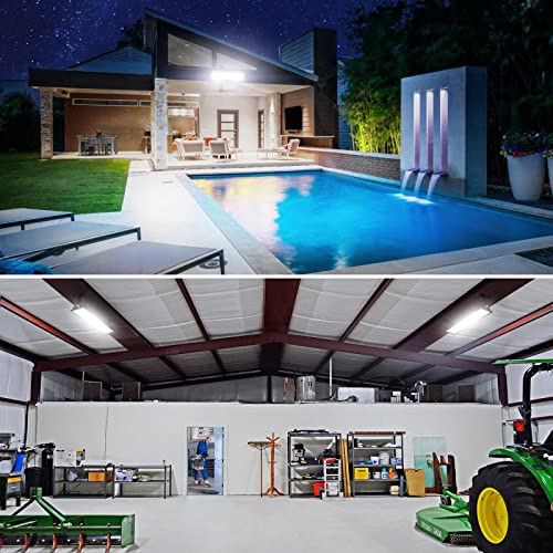 Onforu LED Shop Lights,100W 14000lm Ultra Bright LED Work Lights with Plug,6500K Daylight White Garage Light,IP66 Waterproof Lighting for Garage Warehouses Workshop(2 Pack)