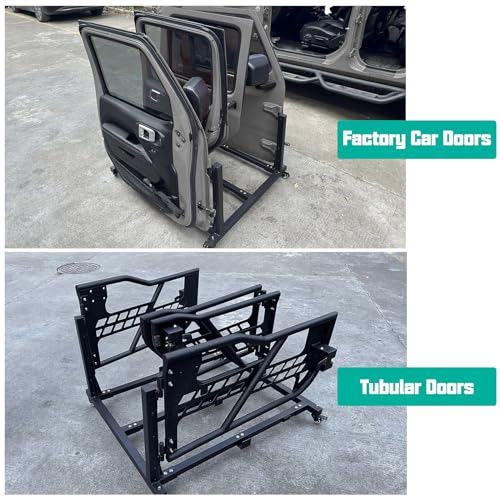 SUNPIE Sliding Door Storage Hanger Rack with Dust Cover Movable Car Door Holder Cart Compatible with 2007-2025 Wrangler JK JKU JL Gladiator