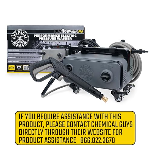 Chemical Guys Electric Pressure Washer PM2000 PRO – 2030 PSI, 1.77 GPM, 25’ Flex Hose, Compact Design, 360° Casters, Standard Connections, Cable Storage – EQP411