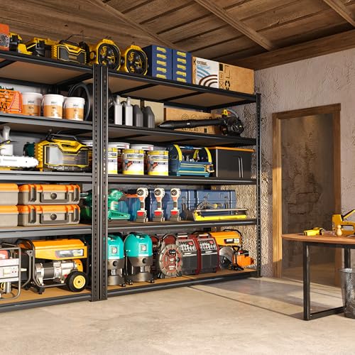 48" W Garage Shelving Heavy Duty 2800LBS Garage Storage Shelves, 5 Tier Adjustable Metal Shelving Unit Utility Rack Shelf for Warehouse, Pantry, Closet, Kitchen Industrial72" H x 48" W x 18" D, Black