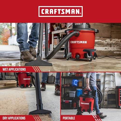 CRAFTSMAN CMXEVBE17590 9 Gallon 4.25 Peak HP Wet Dry Vac, Portable Shop Vacuum Wet and Dry with Filter, Dust Bag, Hose and Attachments for Home, Garage and Automotive Cleaning