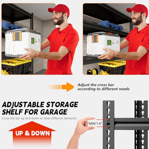 Lauxery 5 Tier Metal Garage Shelving Unit 72x48x24-3000LBS Heavy Duty Storage Rack, Adjustable Boltless Wide Shelves, Freestanding Utility Shelf