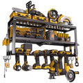 Spampur Power Tool Organizer for Tool Storage, Drill Holder Wall Mount with Screwdriver Organizer, Tool Holder for Garage Wall Organization, Heavy Duty Metal Tool Shelf with Battery Holder