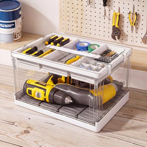 GeeBom 24QT 2Packs Clear Craft Organizers and Storage with Trays, Art Supply Organizer and Storage, Craft Storage Box with Lid for Beads, Markers, Coloring Books, Sewing, Playdoh and Tools