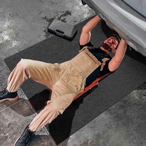Drydiet 4 Pcs 36 x 72 Inch Oil Spill Mat for Under Car, Driveway, Motorcycle - Absorbent Pad for Garage Drip Leaks With Rubber Backing - Reusable, Washable, Non-Slip, Protects Floor