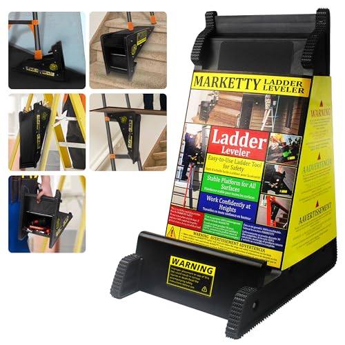 Ladder Leveler, Pitch Hopper, Ladder Stabilizer with Storage, Ladder Levelers for Stairs and Extension Ladders, Easy to Use, Conquer Uneven Ground (Regular Black)