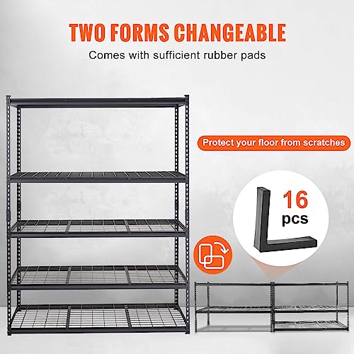 VEVOR Storage Shelving Unit, 5-Tier Adjustable, 2000 lbs Capacity, Heavy Duty Garage Shelves Metal Organizer Wire Rack, Black, 60" L x 24" W x 78" H for Kitchen Pantry Basement Bathroom Laundry Closet