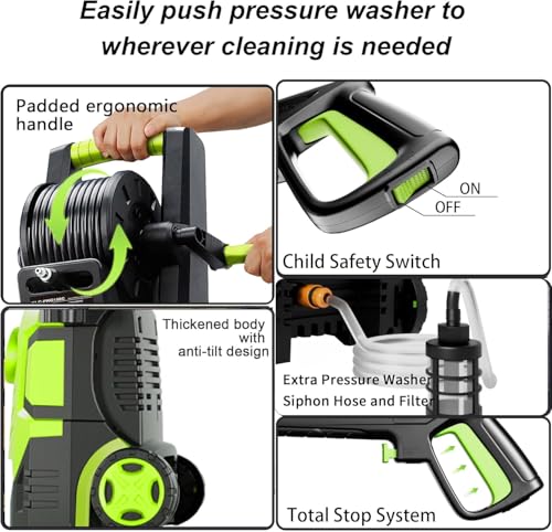 2026New Pressure Power Washer 5000PSI with Adjustable Touch Screen 8 Level, 34" Tall, 4 Quick Connect Nozzles,Inlet Hose&Filter&500mlFoam Cannon for Cars/Fences/Driveways/Home Cleaning (Yellow)