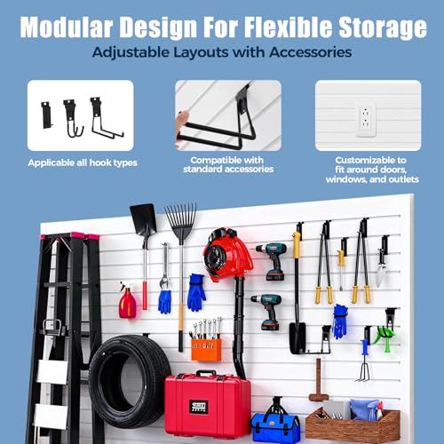 Slat Wall Paneling for Garage, 8ft x 4ft PVC Garage Storage System, Slatwall Panels Power Tool Organizer Wall Mount, Durable Slatwall Panels for Heavy Duty Organization