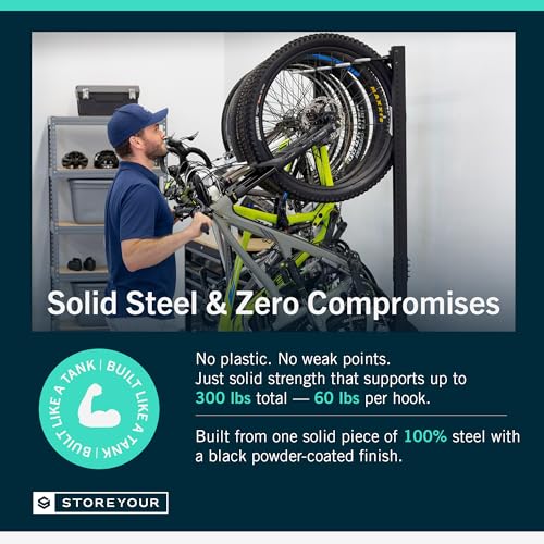 StoreYourBoard Vertical Bike Rack Garage Storage System for 5 Bikes | Freestanding Bike Rack Heavy Duty Floor Bike Stand Bicycle Organizer for Road Mountain Hybrid Kids Bikes | Holds upto 300 lb