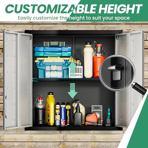VIYET 10-Piece Heavy Duty Steel Garage Cabinet System | All-in-One Modular Garage Cabinet Set for Ultimate Workshop Organization | Easy Assembly Garage Storage Cabinets & Tool Bench